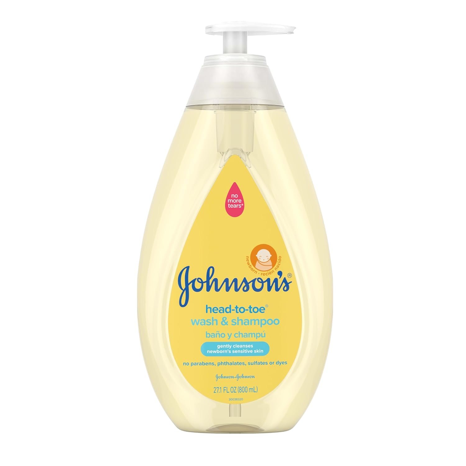 Johnson's Head-to-Toe Gentle Tear-Free Baby & Newborn Wash & Shampoo, Sulfate-, Paraben- Phthalate- & Dye-Free, Hypoallergenic Wash for Sensitive Skin & Hair, 27.1 fl. Oz - Image 2