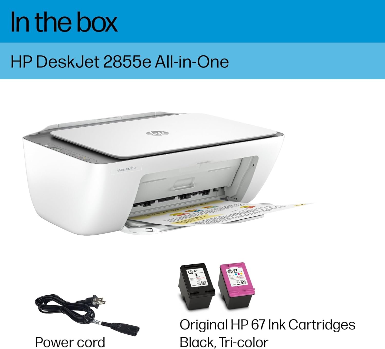 HP DeskJet 2855e Wireless All-in-One Color Inkjet Printer, Scanner, Copier, Best-for-home, 3 months of Instant Ink included (588S5A) - Image 6