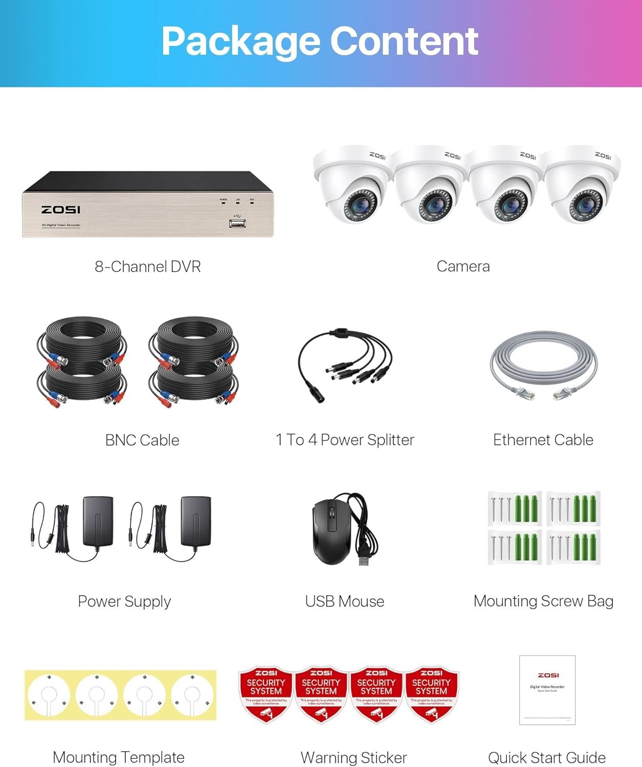 ZOSI 3K Lite 8CH H.265+ Home Security Camera System with AI Human/Vehicle Detection,Night Vision,5MP Lite 8 Channel CCTV DVR,4pcs 1080P 1920TVL 2MP Outdoor Indoor Surveillance Dome Cameras (No HDD) - Image 10