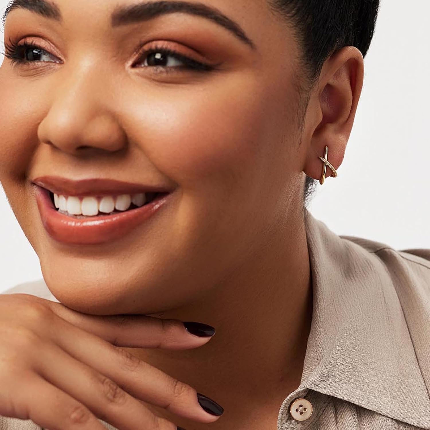 Gold Earrings for Women Trendy,14K Gold Stud Earrings Dainty Earrings Simple Minimalist Cubic Zirconia Diamond Gold Earrings Hypoallergenic Earring for Women Gifts - Image 6