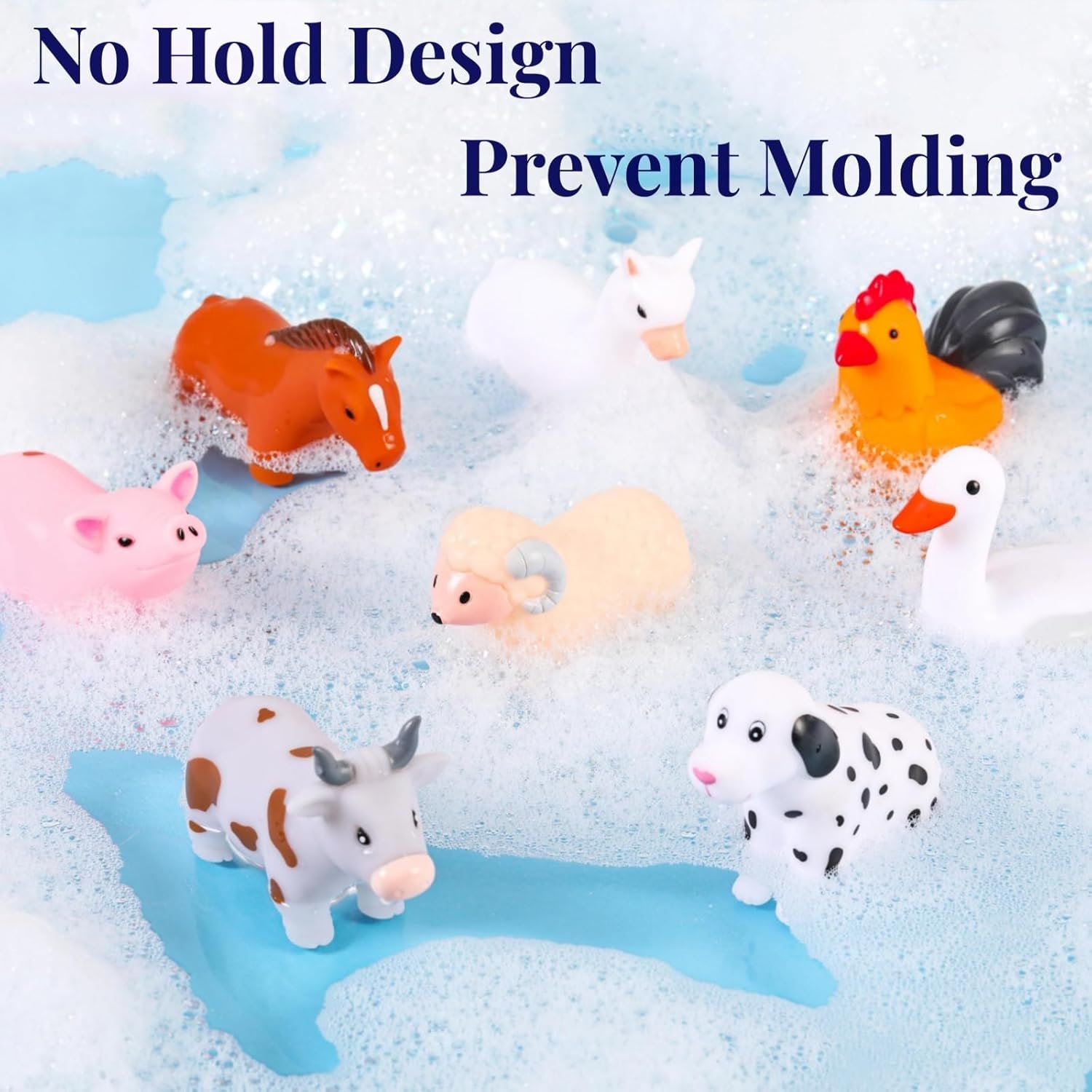 XY-WQ Bath Toys No Hole, for Infants 6-12& Toddlers 1-3, No Hole Bathtub Toys (Animal Ⅱ, 8 Pcs with Mesh Bag) - Image 3