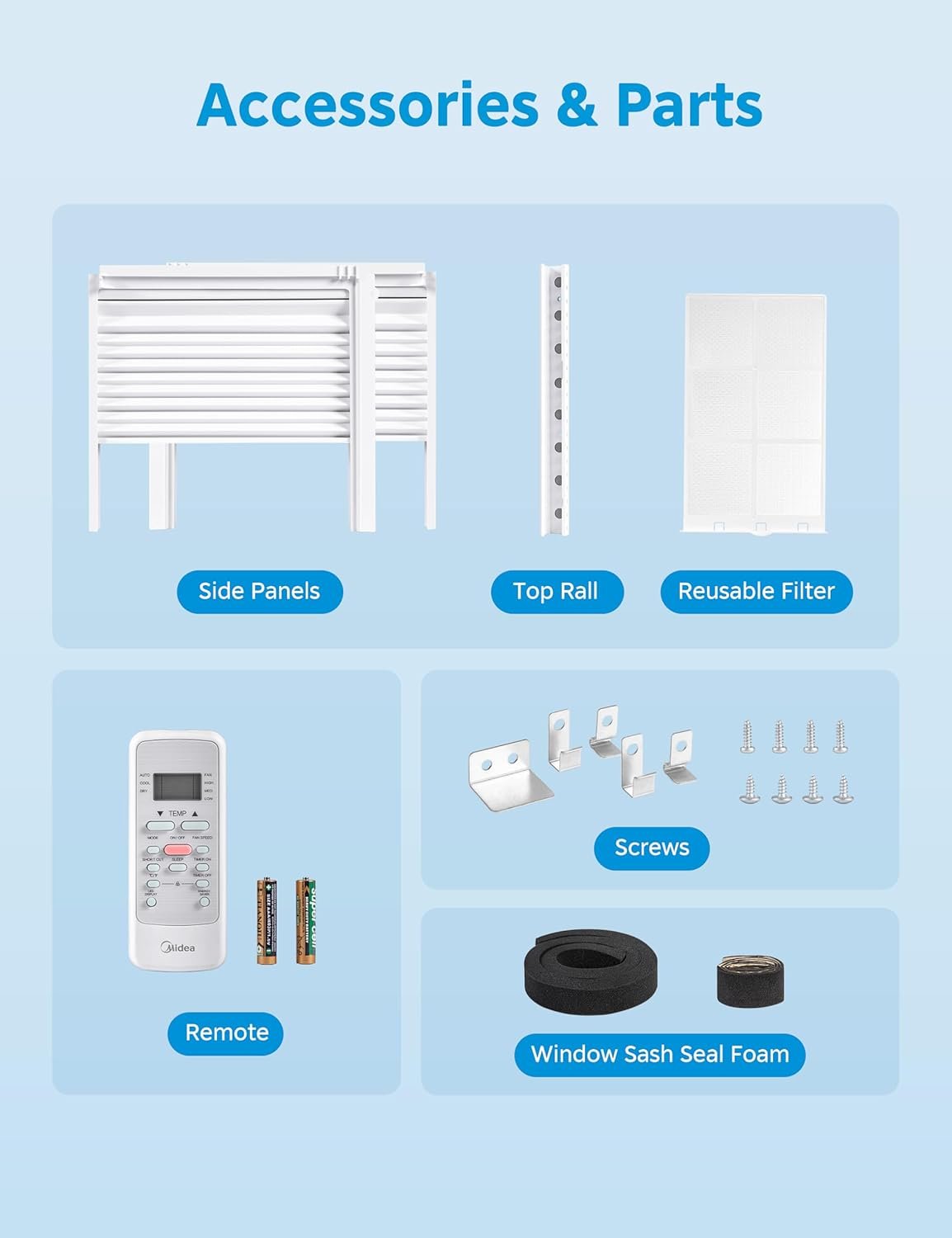 Midea 6,000 BTU Window Air Conditioner, 3-in-1 Cool/Fan/Dehumidifier Window AC Unit, Easycool Air Conditioner with Remote Control, Cools up to 250 Sq. Ft., Fits bedroom, study, office - Image 8