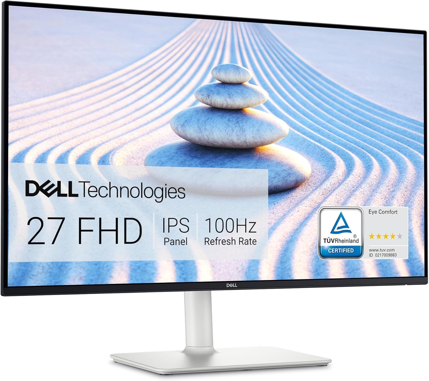 Dell S2725HS 27 Inch Monitor, FHD (1920x1080) Display, 100Hz Refresh Rate, 1500:1 Contrast Ratio, TÜV Rheinland Eye Comfort 4 Star, Integrated 2x5W Speaker, Height/Tilt/Swivel/Pivot- Ash White Color - Image 2