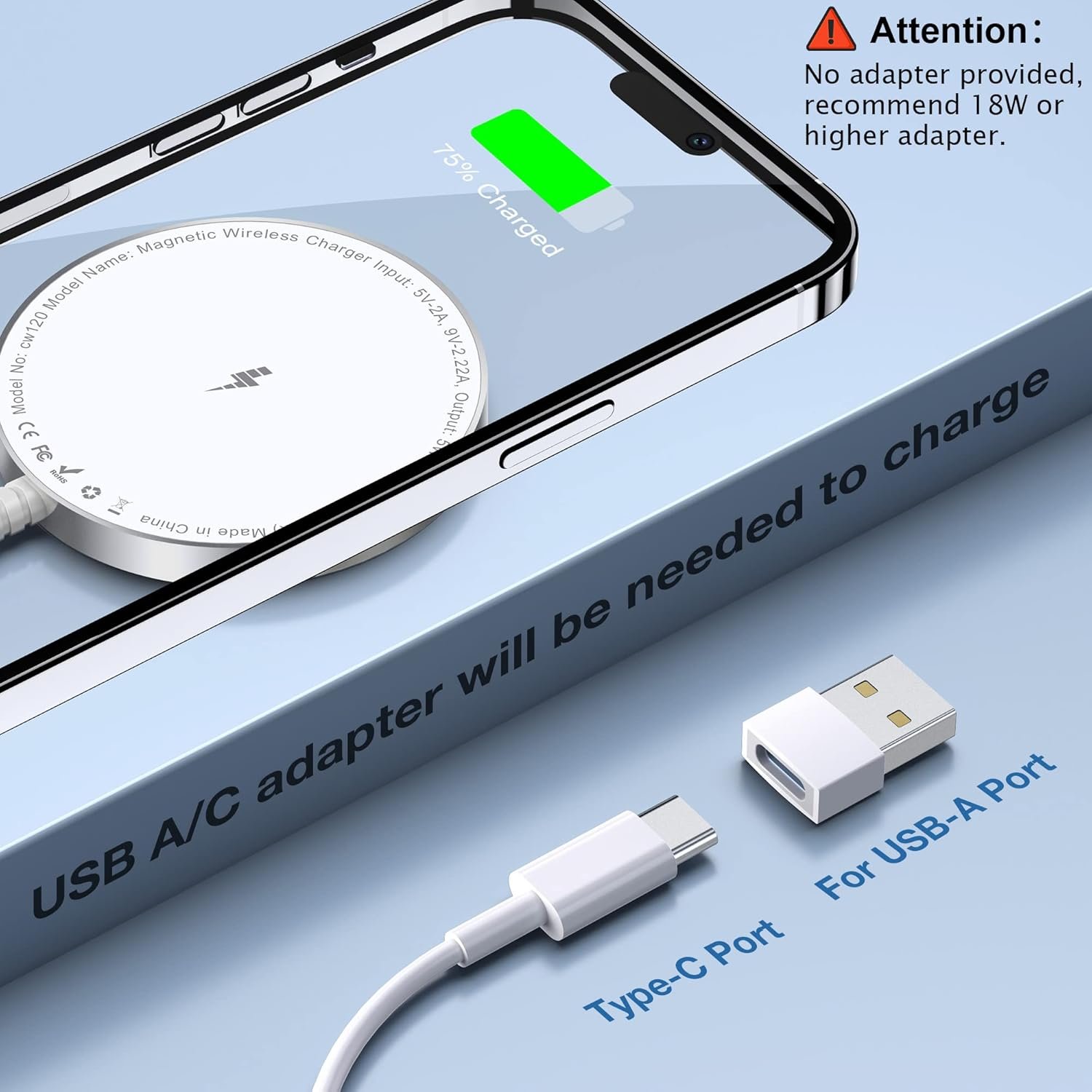 Magnetic Wireless Charger for iPhone: Compatible with Magsafe Charger iPhone 16 15 14 13 12 Series & Airpods 4 3 2 Pro - Fast 15W Max Charging Pad Strong Magnet, Dual USB-C/A Ports-Home Office Travel - Image 6