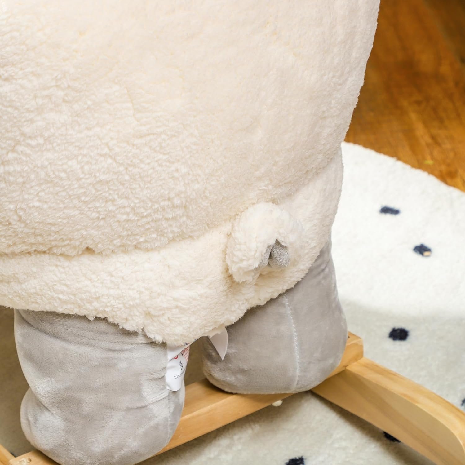 Qaba Baby Rocking Horse Sheep, Plush Lamb Rocker, Rocking Animal with Seat Belt, Sounds & Pedals for Kids 18-36 Months, Gray - Image 10