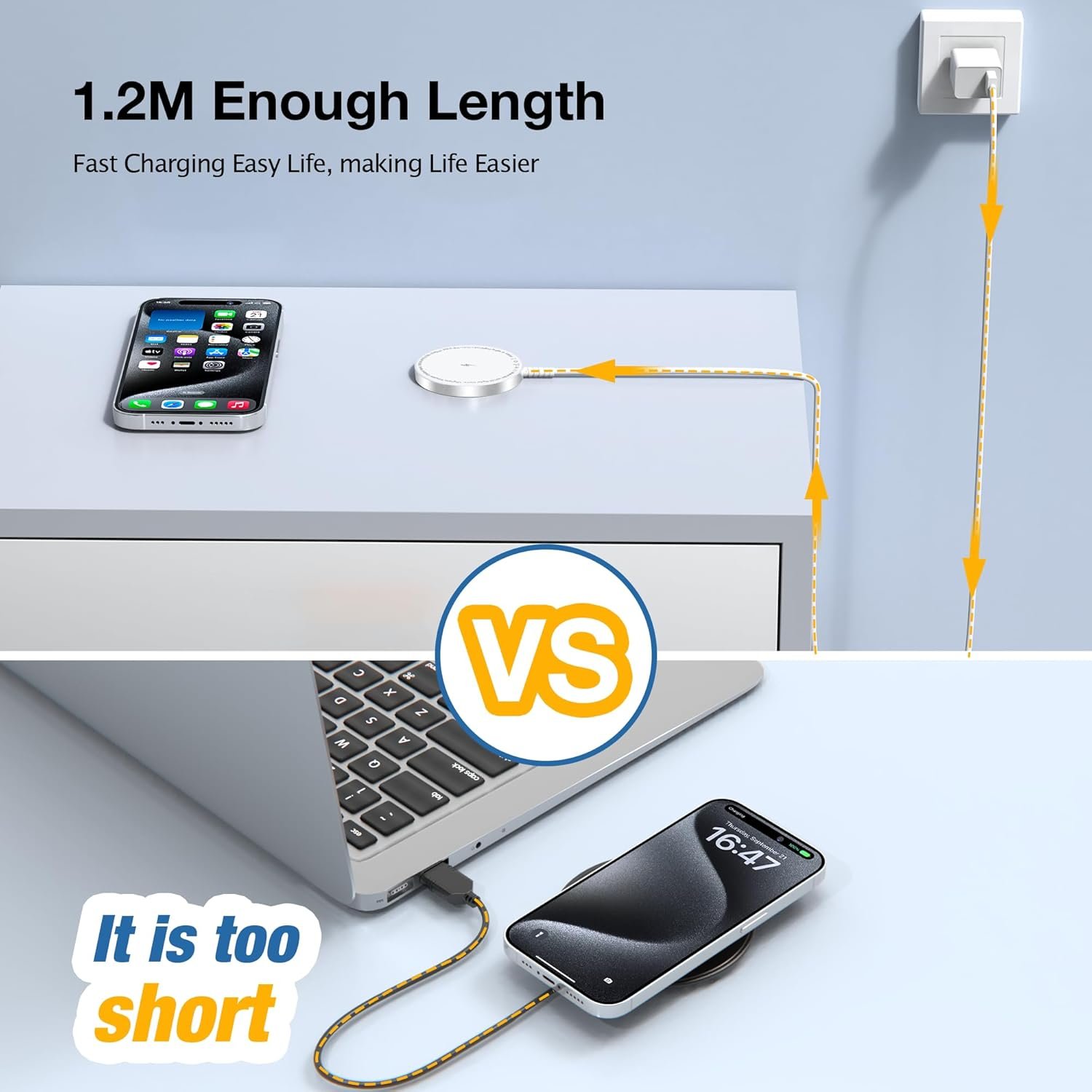 Magnetic Wireless Charger for iPhone: Compatible with Magsafe Charger iPhone 16 15 14 13 12 Series & Airpods 4 3 2 Pro - Fast 15W Max Charging Pad Strong Magnet, Dual USB-C/A Ports-Home Office Travel - Image 7