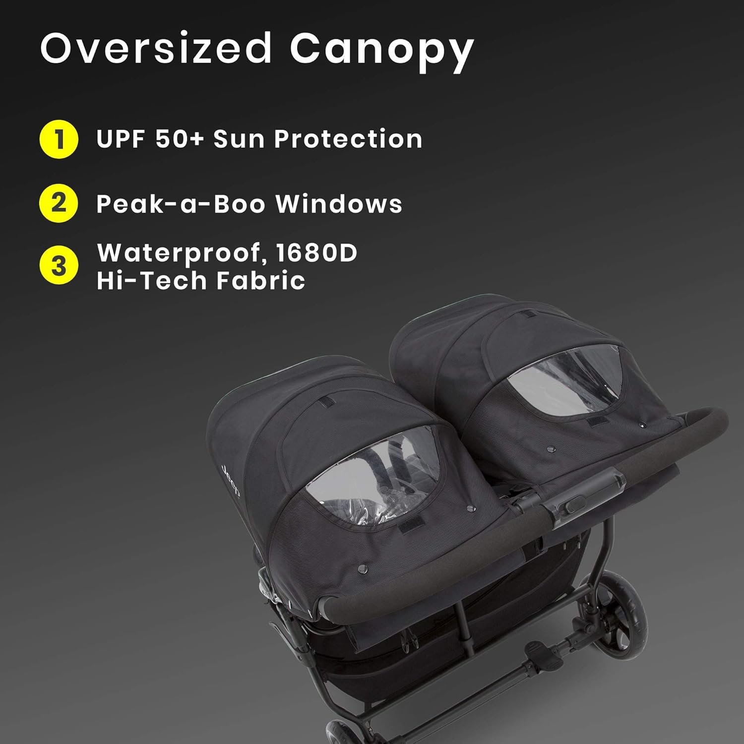 Jeep Destination Ultralight Side x Side Double Stroller, Midnight - Image 5