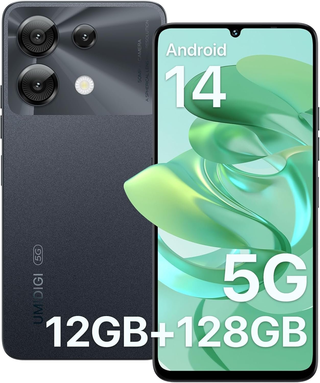 UMIDIGI G9 5G Cell Phone, Android 14 Unlocked Phones, 12(6+6) GB +128GB/1TB TF Expand, 5G Dual SIM, 50MP Camera, 6.75" HD+ 90Hz Display, AI Face & Fingerprint Unlock, 5000mAh Android Phone Black - Image 2