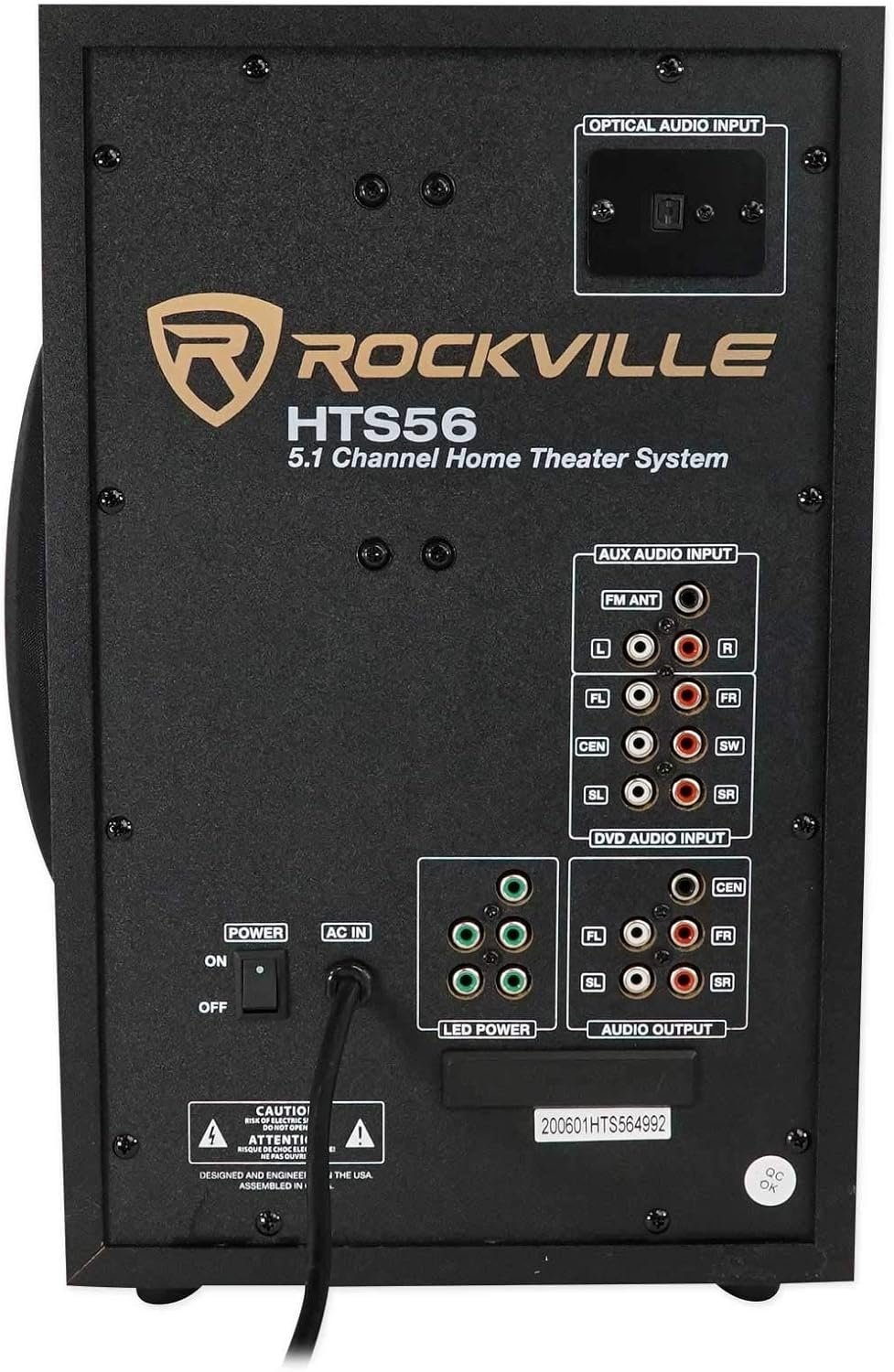 Rockville HTS56 1000W 5.1 Channel Home Theater System with 8" Subwoofer, Bluetooth, USB, Includes Remote, LED Light Effects - Perfect for Movies, Music, Karaoke - Image 8