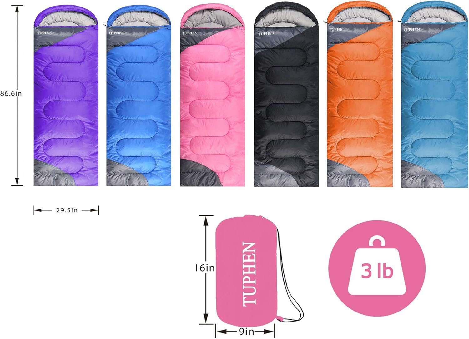 tuphen- Sleeping Bags for Adults Kids Boys Girls Backpacking Hiking Camping Microfiber Liner, Cold Warm Weather 4 Seasons Indoor Outdoor Use, Lightweight & Waterproof - Image 8