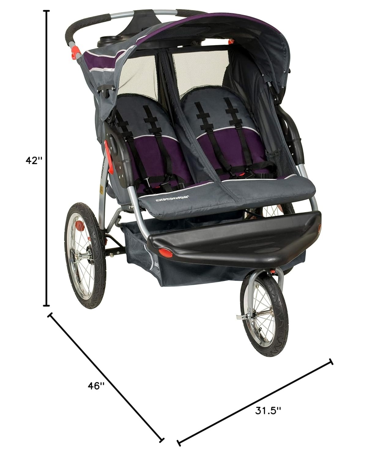 Baby Trend Expedition Double Jogger Stroller, Griffin - Image 11