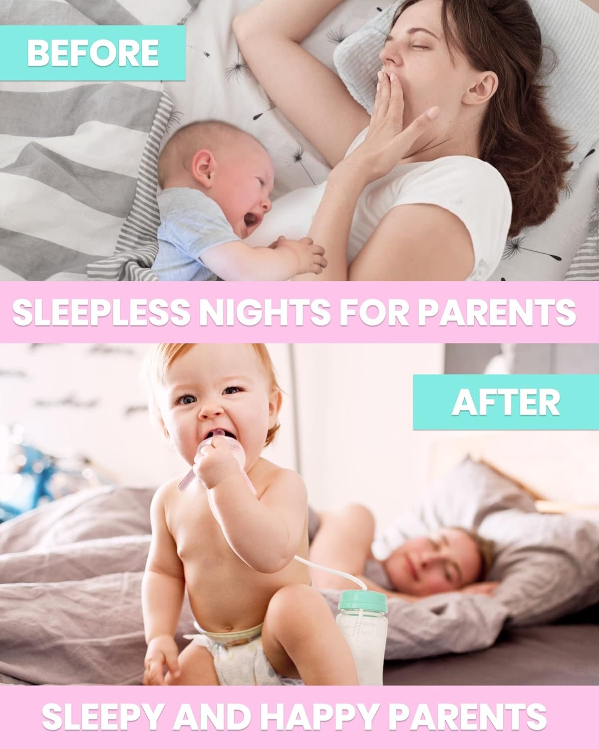 TidyFriend Self Feeding Baby Bottle 8oz Bottle Holder for Baby - 2 Pack Baby Bottle with Straw, Anti Colic, for Convenient Feeding (Green) - Image 7