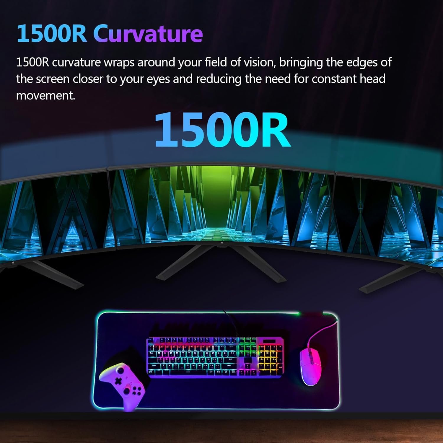 Z-Edge 27 Inch Curved Gaming Monitor 300Hz, 1ms 16:9 FHD 1080P Frameless, UG27S Freesync Eye Care, 2Display Port, 2HDMI - Image 5