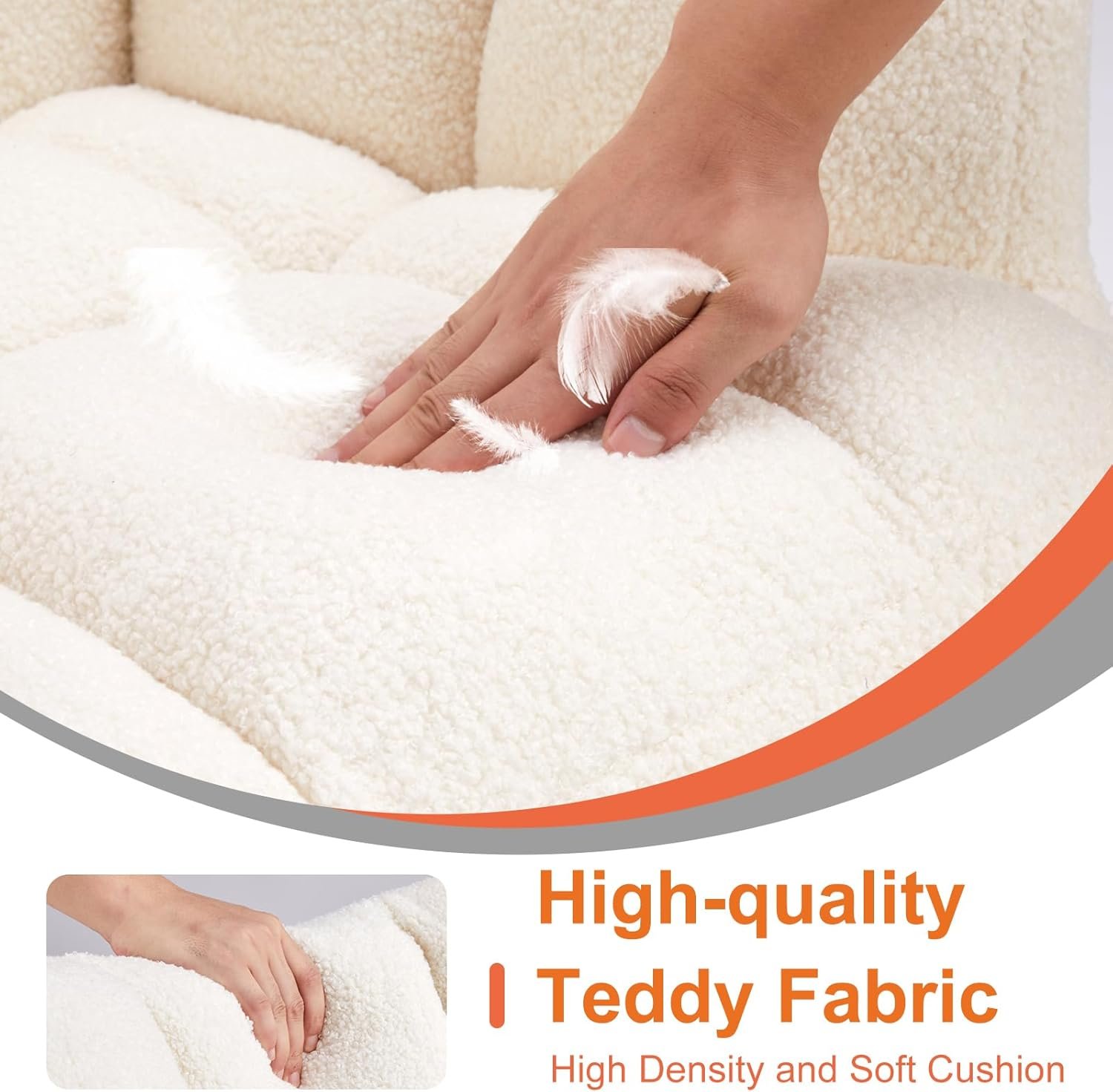 Sweetcrispy Rocking Chair Nursery, Teddy Upholstered Glider Rocker with High Backrest, Reading Chair Modern Rocking Accent Chairs Glider Recliner for Living Room, Nursery, Bedroom - Image 5