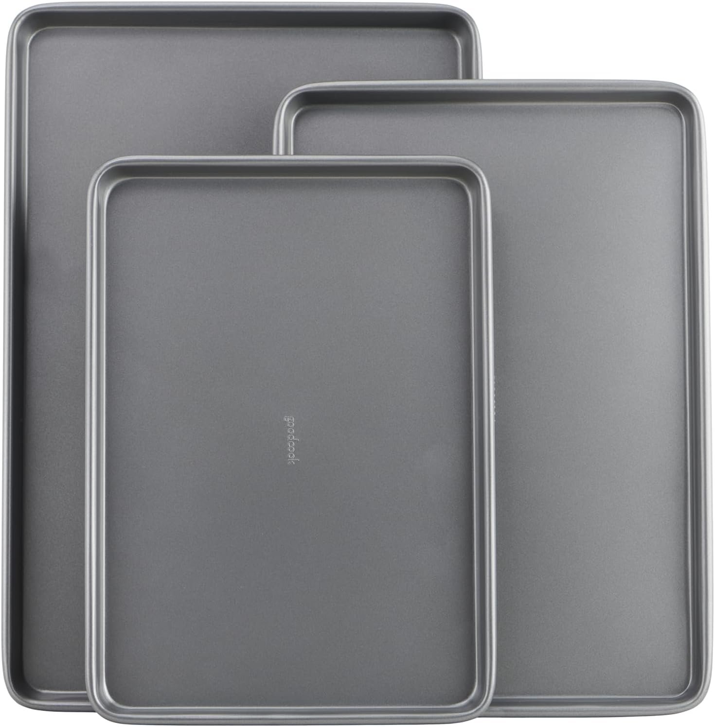 GoodCook Everyday Nonstick Carbon Steel Baking Sheet Set, 3 Pack – Small 13” x 9”, Medium 15” x 10”, Large 17” x 11” – Carbon Steel Cooking Pans, Cookie Sheet Bakeware Set - Image 2