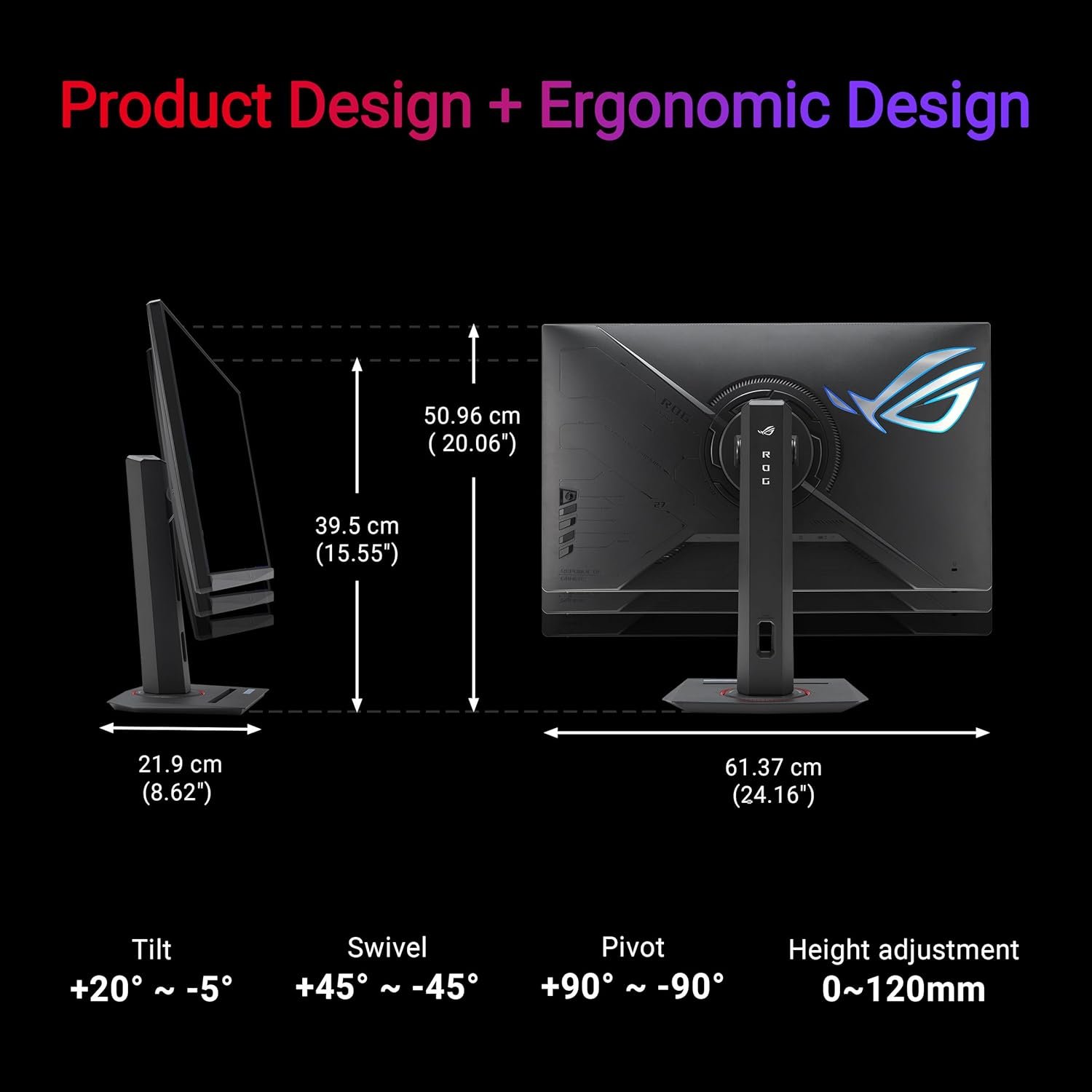 ASUS ROG Strix 27” 4K HDR USB-C Gaming Monitor (XG27UCG) – UHD (3840x2160) Dual Mode (4K 160Hz or FHD 320Hz), 1ms, Fast IPS, Extreme Low Motion Blur Sync, G-SYNC Compatible, AI Gaming, 3yr Warranty - Image 5