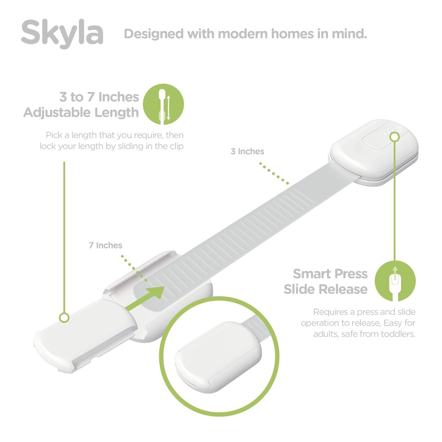 Baby Proofing Child Safety Locks (16 Pack) by Skyla Homes - The Safest, Quickest and Easiest 3M Adhesive Cabinet Latches, No Screws & Magnets, Multi-Purpose for Furniture, Kitchen, Ovens, Toilet Seats - Image 5