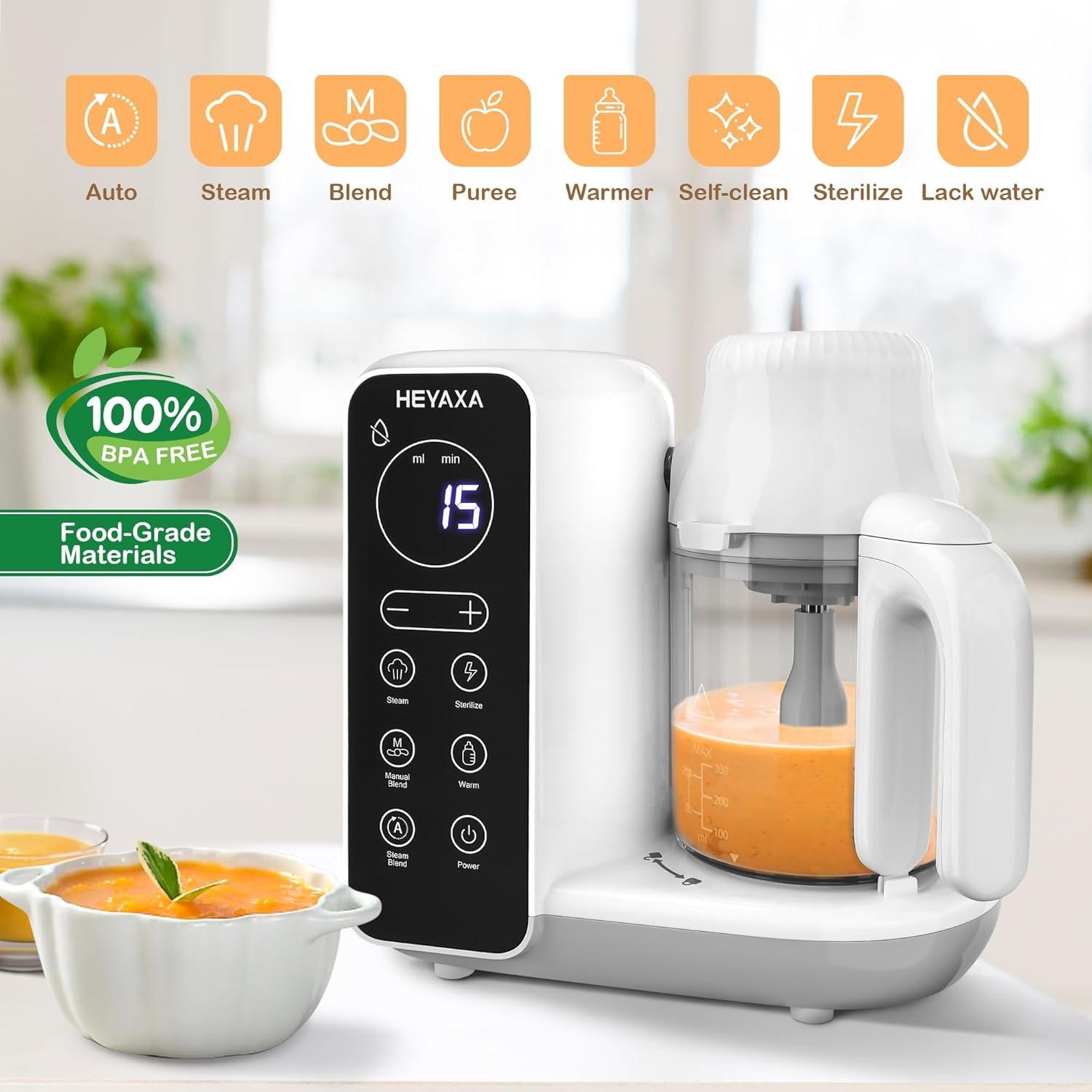 Baby Food Maker, Baby Food Processor with Automatic Cooking & Grinding, Food Steamer Puree Blender with Self-Cleaning Function, BPA Free (White) - Image 7