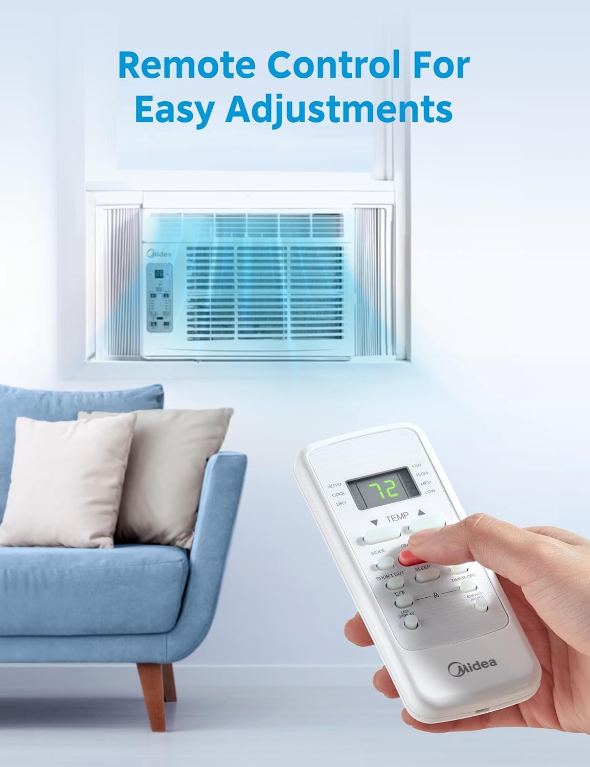 Midea 6,000 BTU Window Air Conditioner, 3-in-1 Cool/Fan/Dehumidifier Window AC Unit, Easycool Air Conditioner with Remote Control, Cools up to 250 Sq. Ft., Fits bedroom, study, office - Image 6