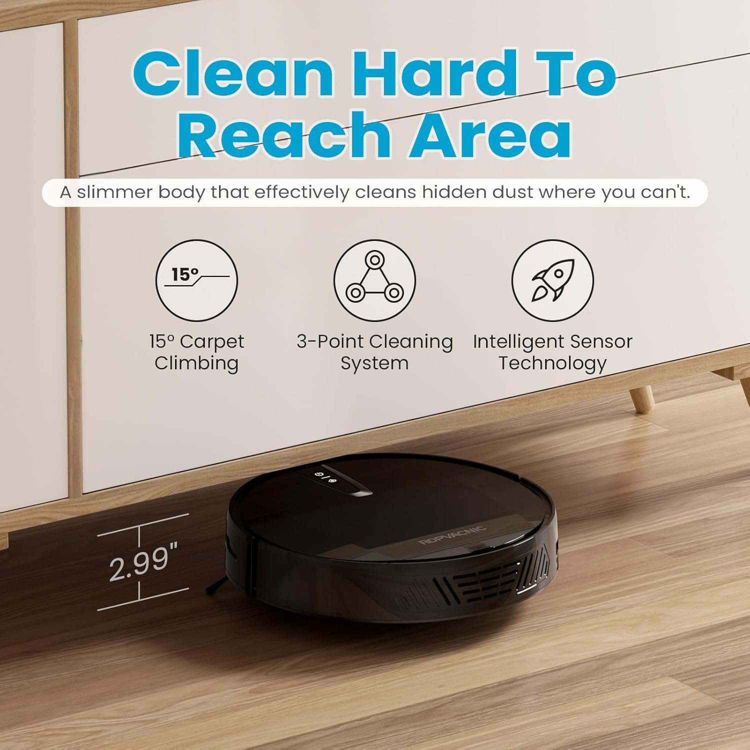 Robot Vacuum Cleaner with 3000Pa Cyclone Suction, APP/Voice/Remote Control, Automatic Self-Charging Robotic Vacuum, Scheduled Cleaning, Ideal for Pet Hair, Hard Floor, Low Carpet - Image 4