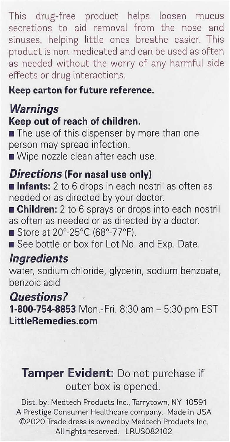 Little Remedies Saline Spray and Drops, Safe for Newborns, 0.5 fl oz - Image 4