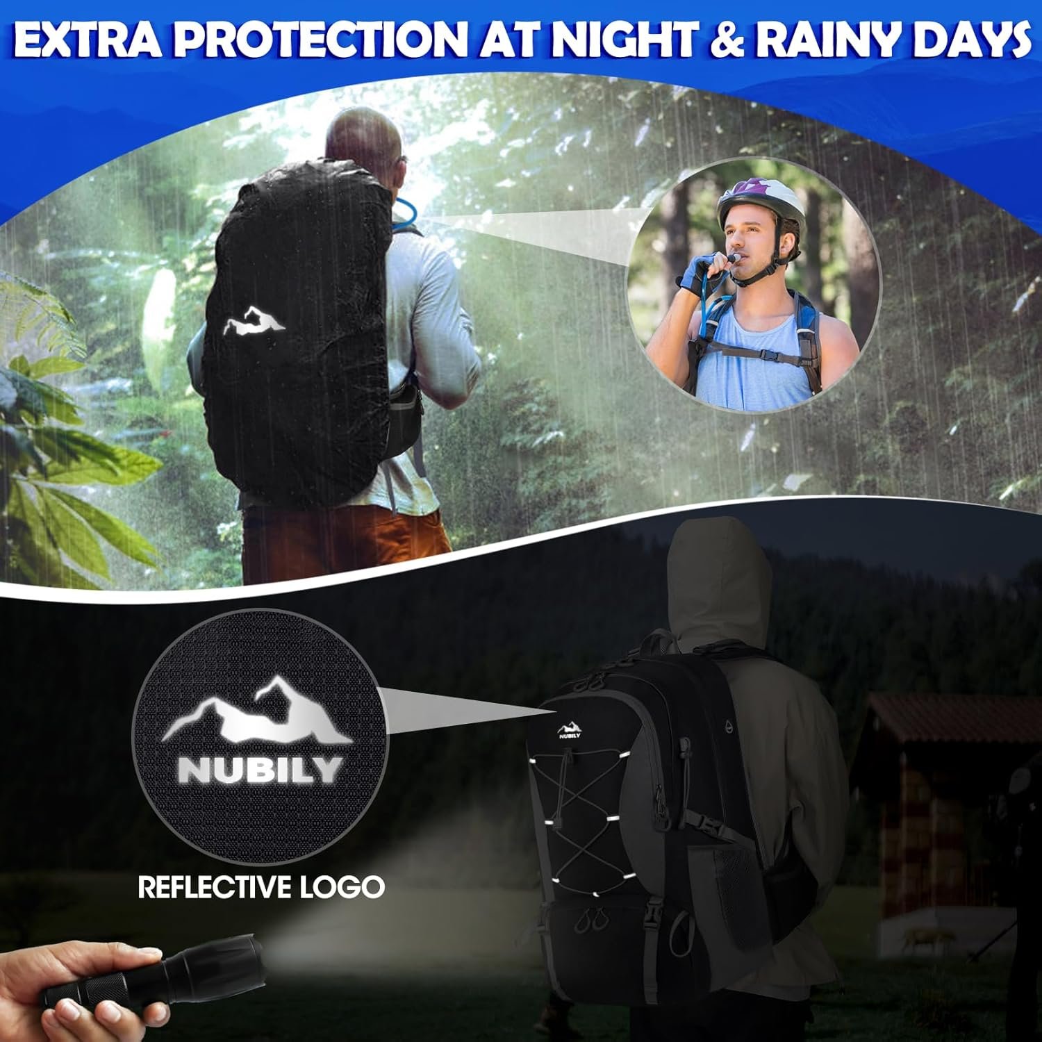 NUBILY 50L Hiking Backpack Waterproof Camping Backpack for Men Women Lightweight HIking Daypack Outdoor Travel Daypack - Image 7
