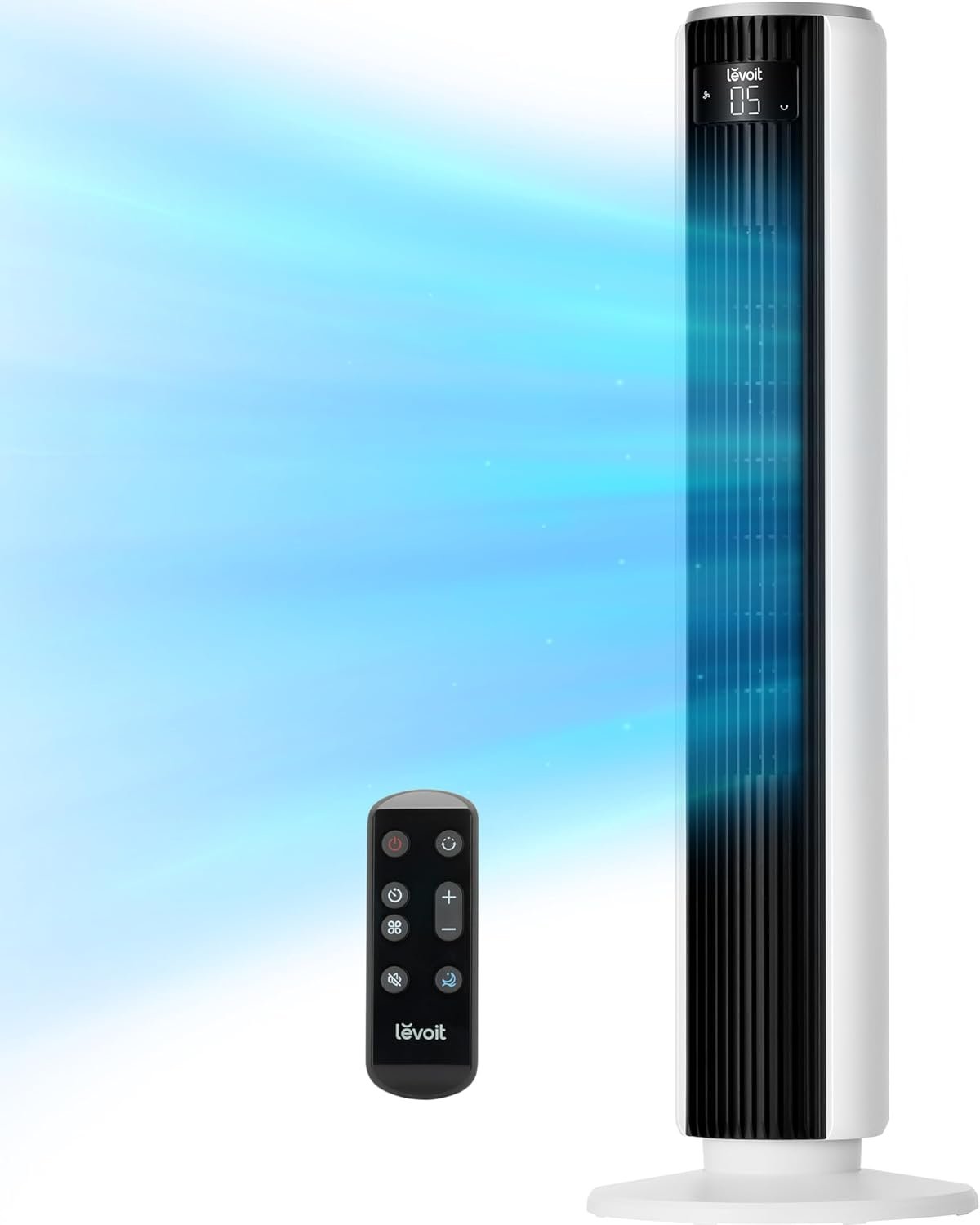 LEVOIT Tower Fan for Bedroom, Standing Fan that Blows Cold Air for Home, 28dB Quiet for Sleep, Remote, 90° Oscillation, 12H Timer, 25ft/s Velocity, 5 Speeds, 4 Modes, Bladeless 36 inch, White - Image 2