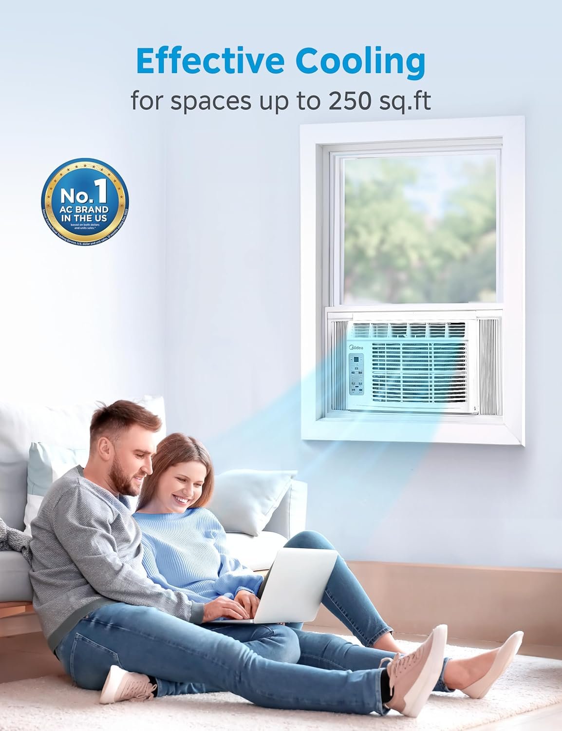Midea 6,000 BTU Window Air Conditioner, 3-in-1 Cool/Fan/Dehumidifier Window AC Unit, Easycool Air Conditioner with Remote Control, Cools up to 250 Sq. Ft., Fits bedroom, study, office - Image 4