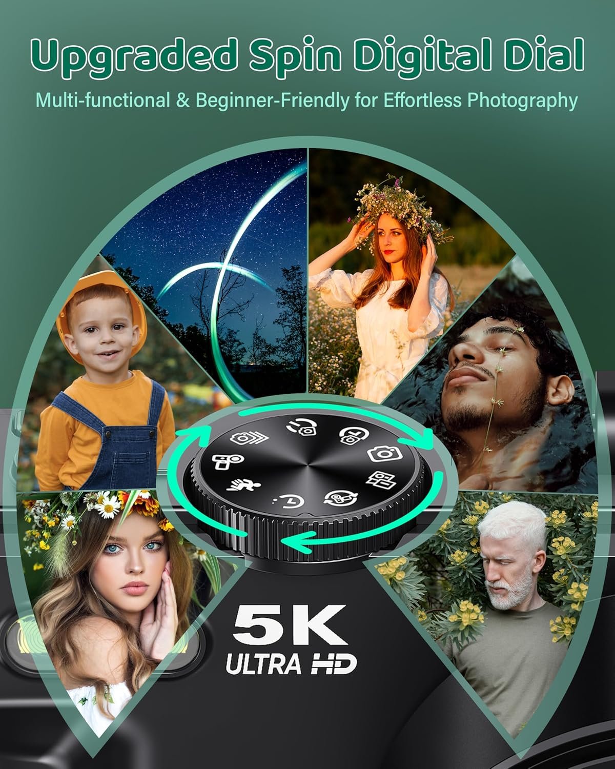 5K Digital Camera for Photography - WiFi 75MP Vlogging Cameras for YouTube - UHD Autofocus Video Camera 3" 180° Flip Screen with 18X Zoom - Compact Vlog Travel Camara with 32GB SD Card, 2 Batteries - Image 7