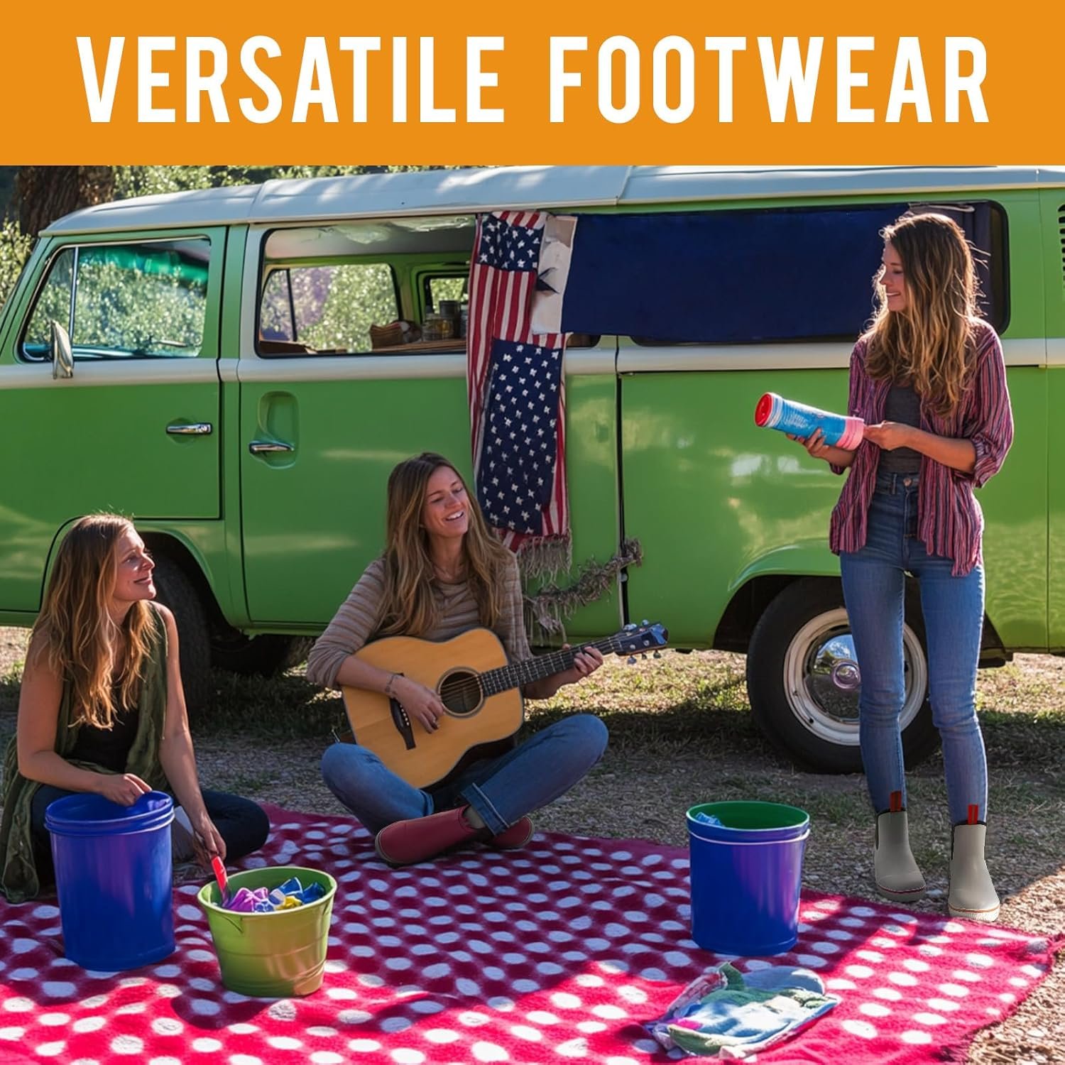 Women's Deck Boots Ankle Rain Boots Fishing Boots Rubber Waterproof Slip-Resistant Outdoor Work Shoes - Image 7