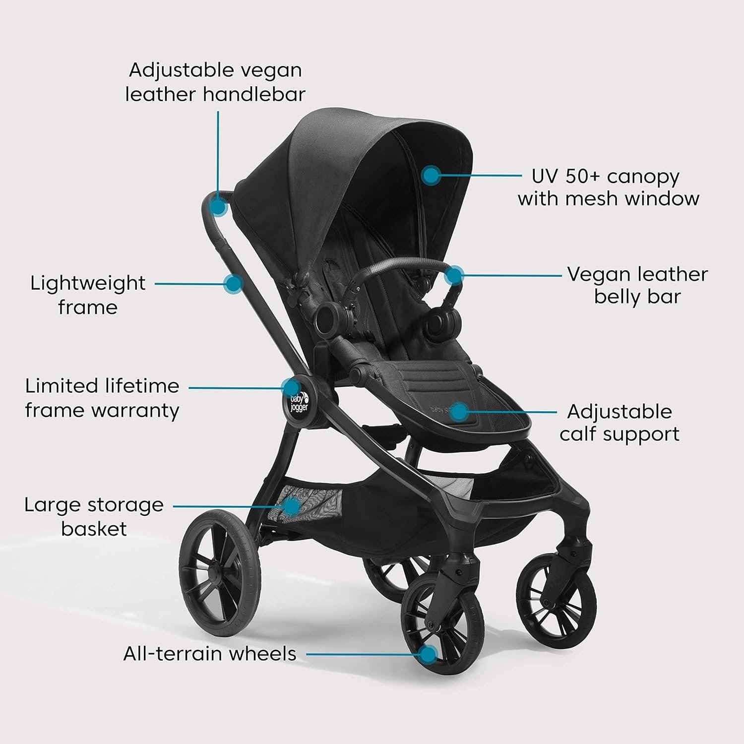 Baby Jogger® City Sights® Stroller - Convertible Stroller with Compact Fold, Rich Black - Image 7