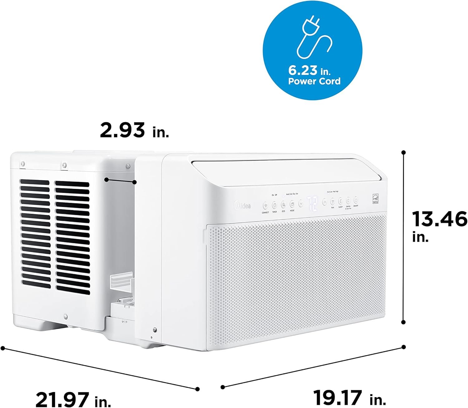 Midea 12,000 BTU U Shaped Smart Inverter Window Air Conditioner, Cools up to 550 Sq. Ft.,Ultra Quiet with Open Window Flexibility, Works with Alexa/Google Assistant, 35% Energy Savings, Remote Control - Image 9