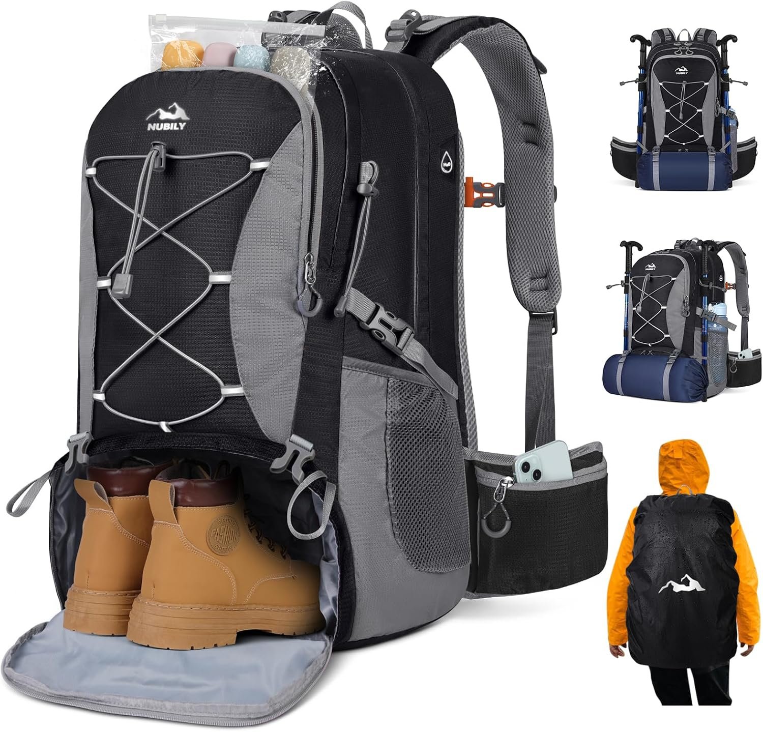 NUBILY 50L Hiking Backpack Waterproof Camping Backpack for Men Women Lightweight HIking Daypack Outdoor Travel Daypack - Image 2