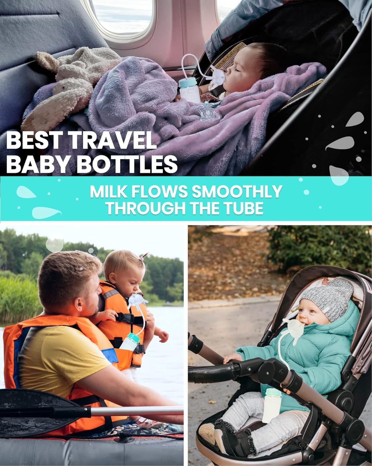 TidyFriend Self Feeding Baby Bottle 8oz Bottle Holder for Baby - 2 Pack Baby Bottle with Straw, Anti Colic, for Convenient Feeding (Green) - Image 5