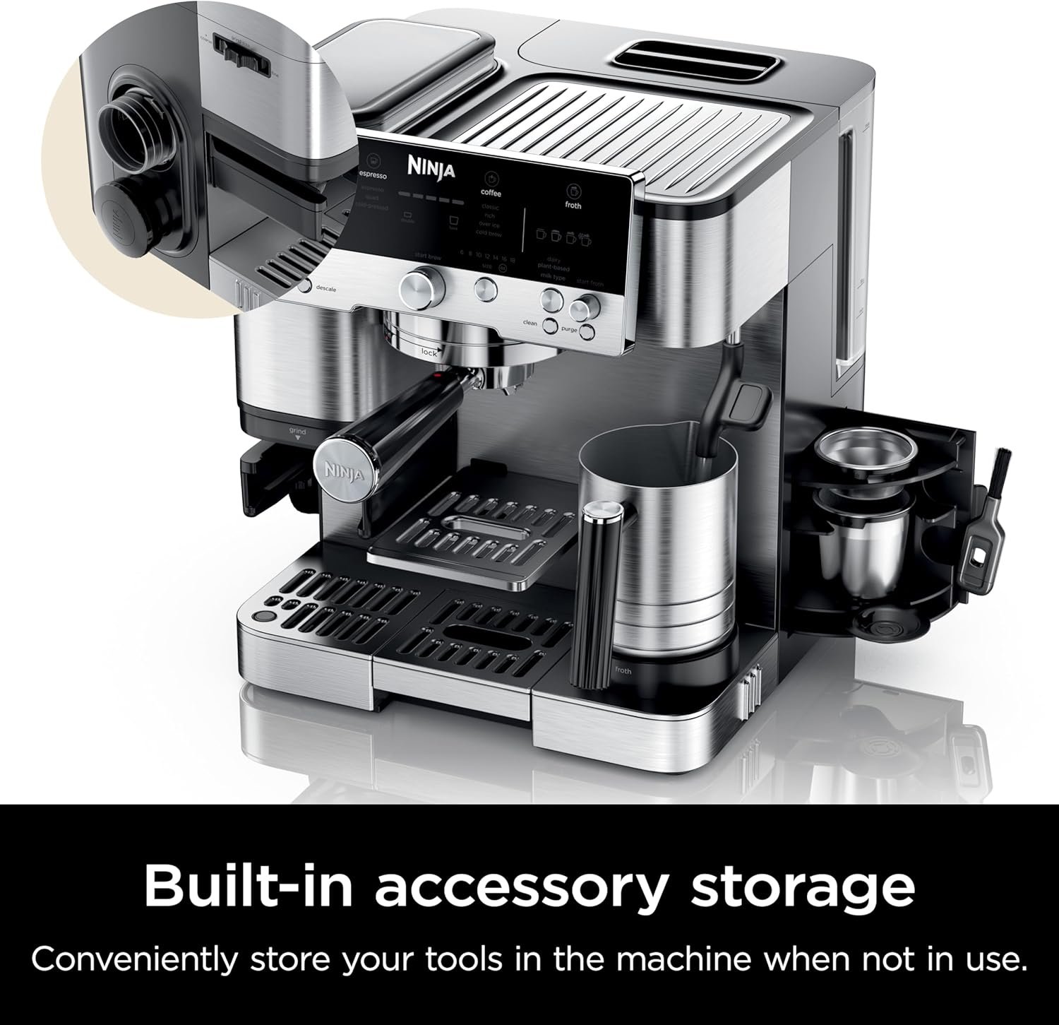 Ninja Espresso Machine, Luxe Café Premier Series, Drip Coffee Maker and Rapid Cold Brew, Integrated Grinder, Assisted Tamper, Hands-Free Frother, for Cappuccinos and Lattes, Dairy or Non-Dairy, ES601 - Image 12