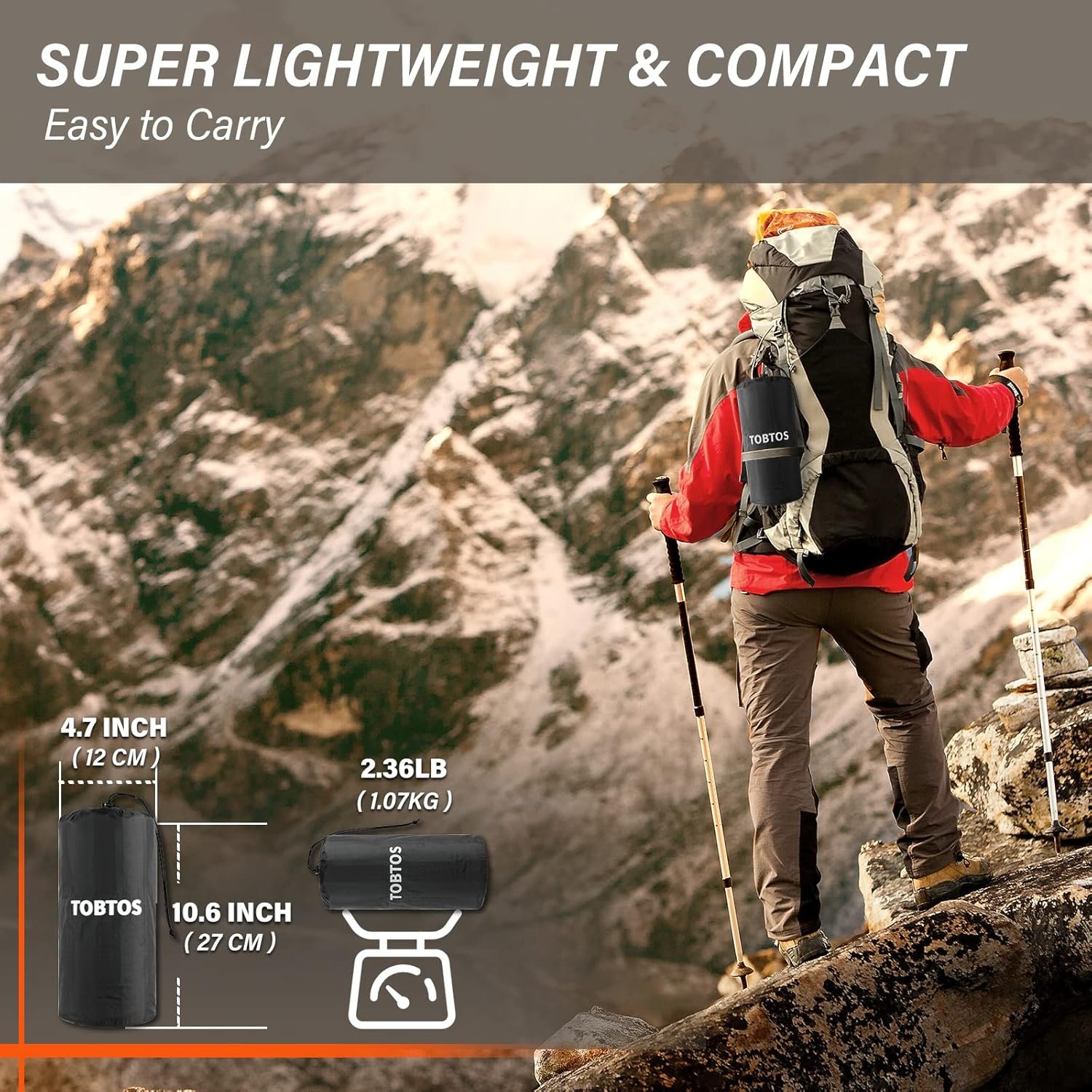 TOBTOS Inflatable Camping Sleeping Pad with Pillow, Thick 6 Inch Ultralight Sleeping Pad with Built-in Pump, Lightweight Sleeping Mat for Camping, Backpacking, Hiking, Tent (Grey) - Image 7