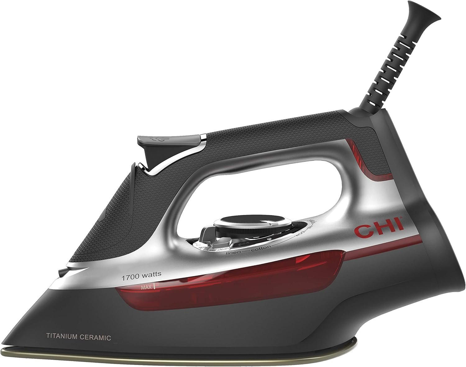 CHI Steam Iron for Clothes with 300+ Holes for Powerful Steaming, Temperature Guide Dial, 1700 Watts, XL 10’ Cord, 3-Way Auto Shutoff, Titanium Infused Ceramic Soleplate, Silver (13101) - Image 2
