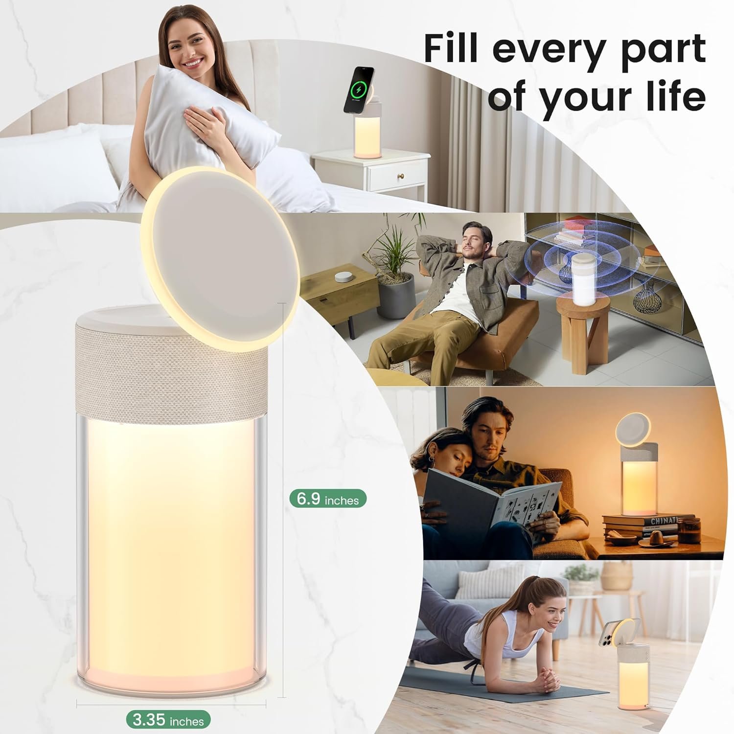 Magnetic Wireless Charger, 4 in 1 Bluetooth Speakers with Night Light for iPhone AirPods, Wireless Charging Stand for Bedroom Home Office Gifts - Image 8