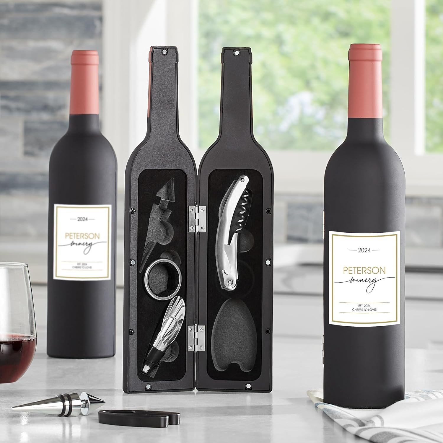 Let's Make Memories Personalized 5-Piece Wine Tool Set - Wine Bottle Opener - Bar Accessory - Image 3