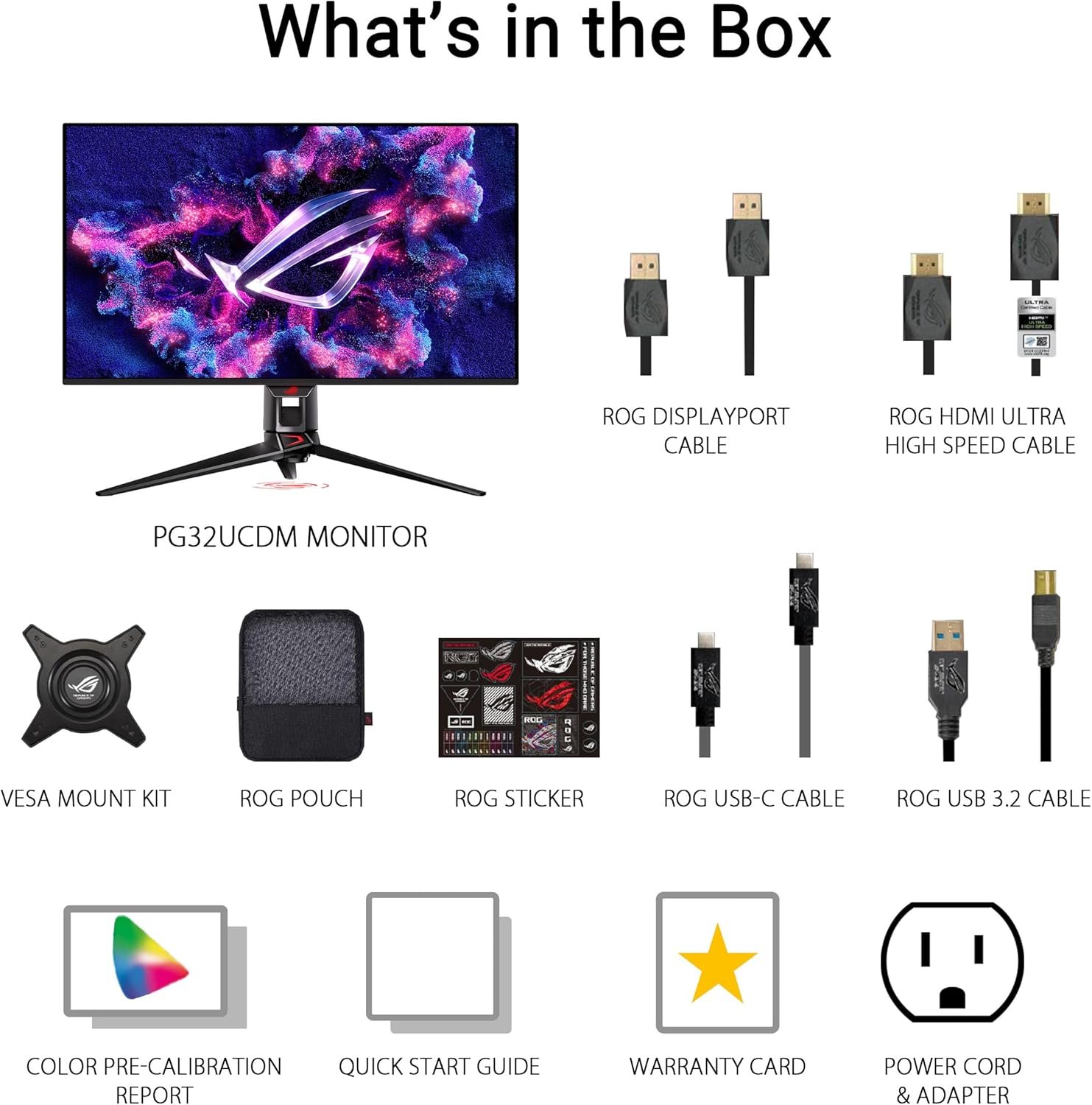 ASUS ROG Swift 32” 4K OLED Gaming Monitor (PG32UCDM) - UHD (3840 x 2160), QD-OLED, 240Hz, 0.03ms, G-SYNC Compatible, Custom Heatsink, Graphene Film, 99% DCI-P3, True 10-bit, 90W USB-C - Image 8