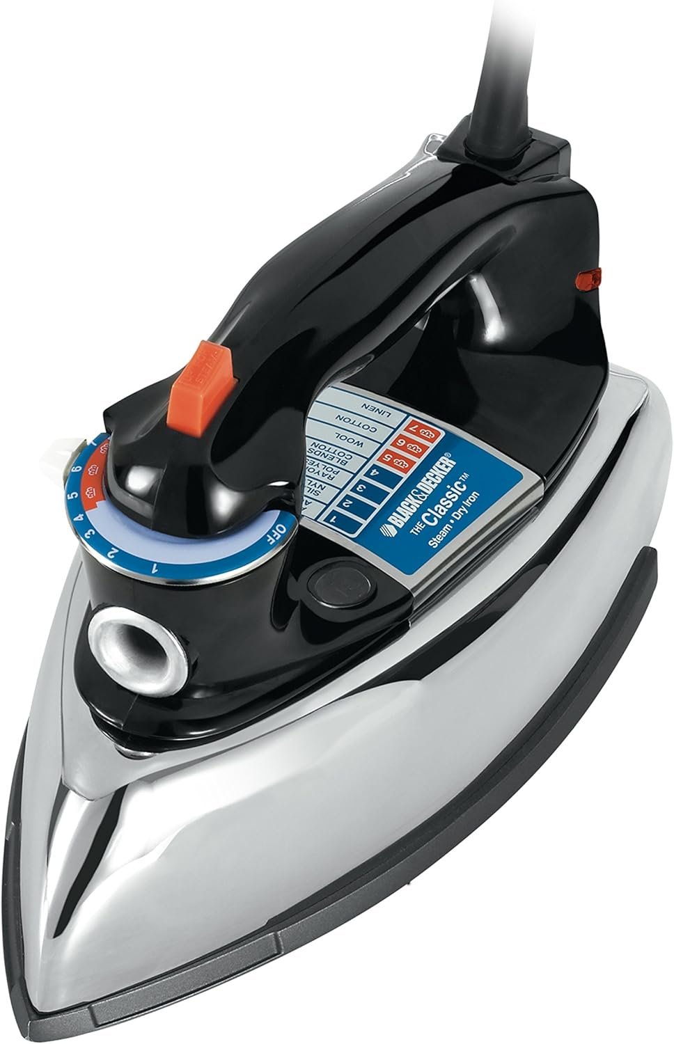 BLACK+DECKER The Classic Iron, F67E-T, Aluminum Soleplate, Steam or Dry Ironing, 7 Temperature Settings, Anti-Drip - Image 8