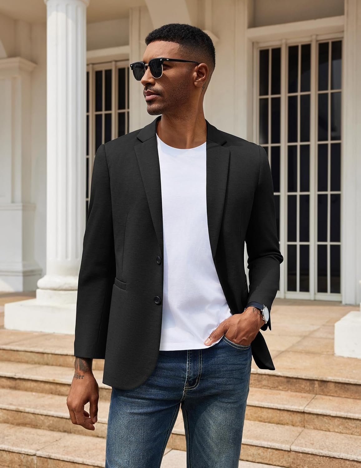 COOFANDY Men's Casual Knit Blazer Two Button Lightweight Sport Coats Suit Jacket - Image 5