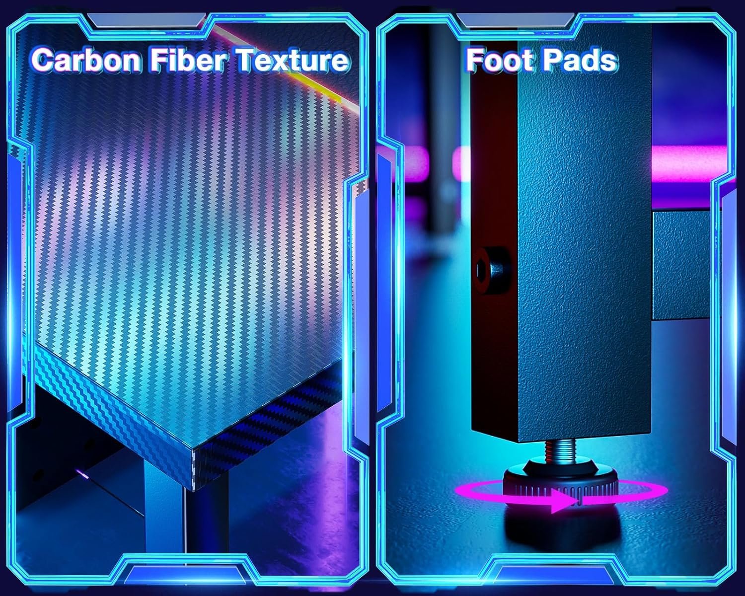 Casaottima L Shaped Gaming Desk, Corner Desk Gaming Table for Home Office, Computer Desk Sturdy Writing Workstation for Small Space, Easy to Assemble, 51 inch, Carbon Fiber Surface, Black - Image 9