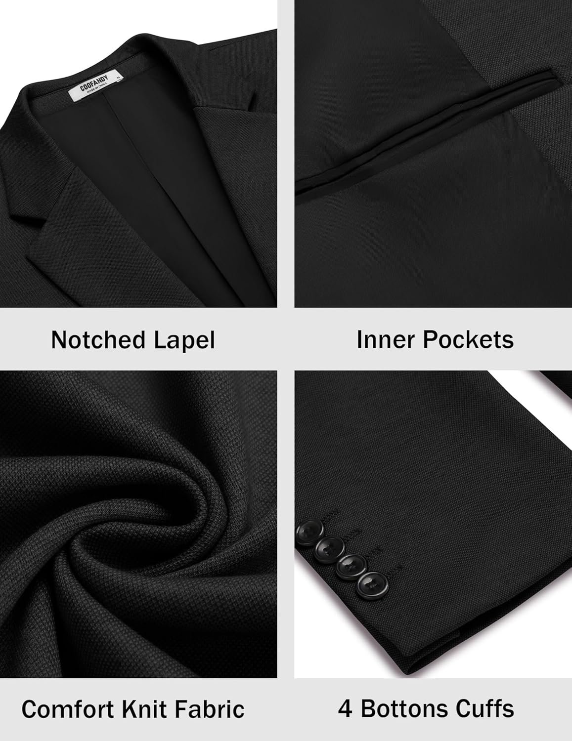 COOFANDY Men's Casual Knit Blazer Two Button Lightweight Sport Coats Suit Jacket - Image 6