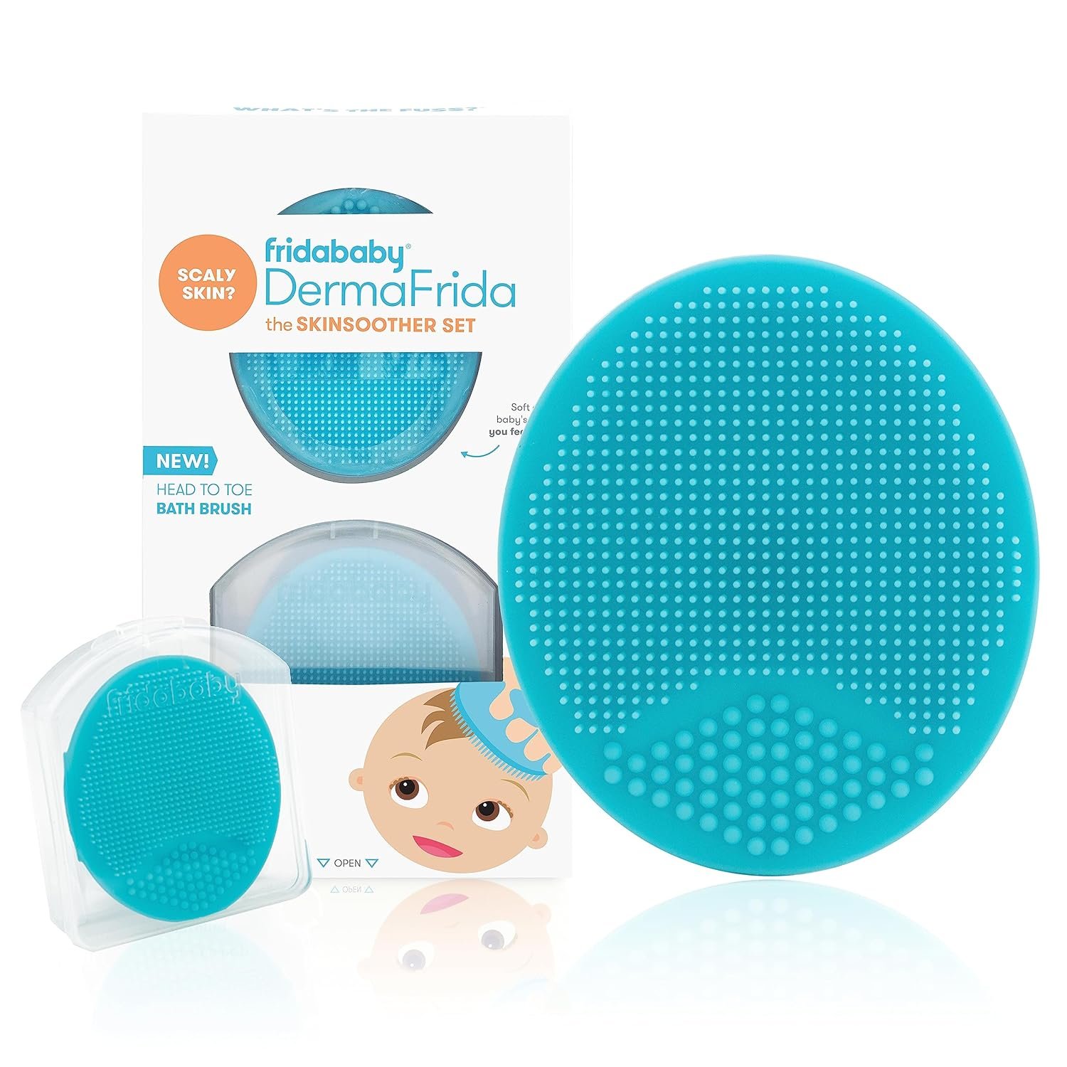 Frida Baby DermaFrida The SkinSoother Baby Bath Brush, Cradle Cap Brush for Babies, Baby Essential for Dry Skin, Cradle Cap Treatment and Eczema, 2 Pack - Image 2