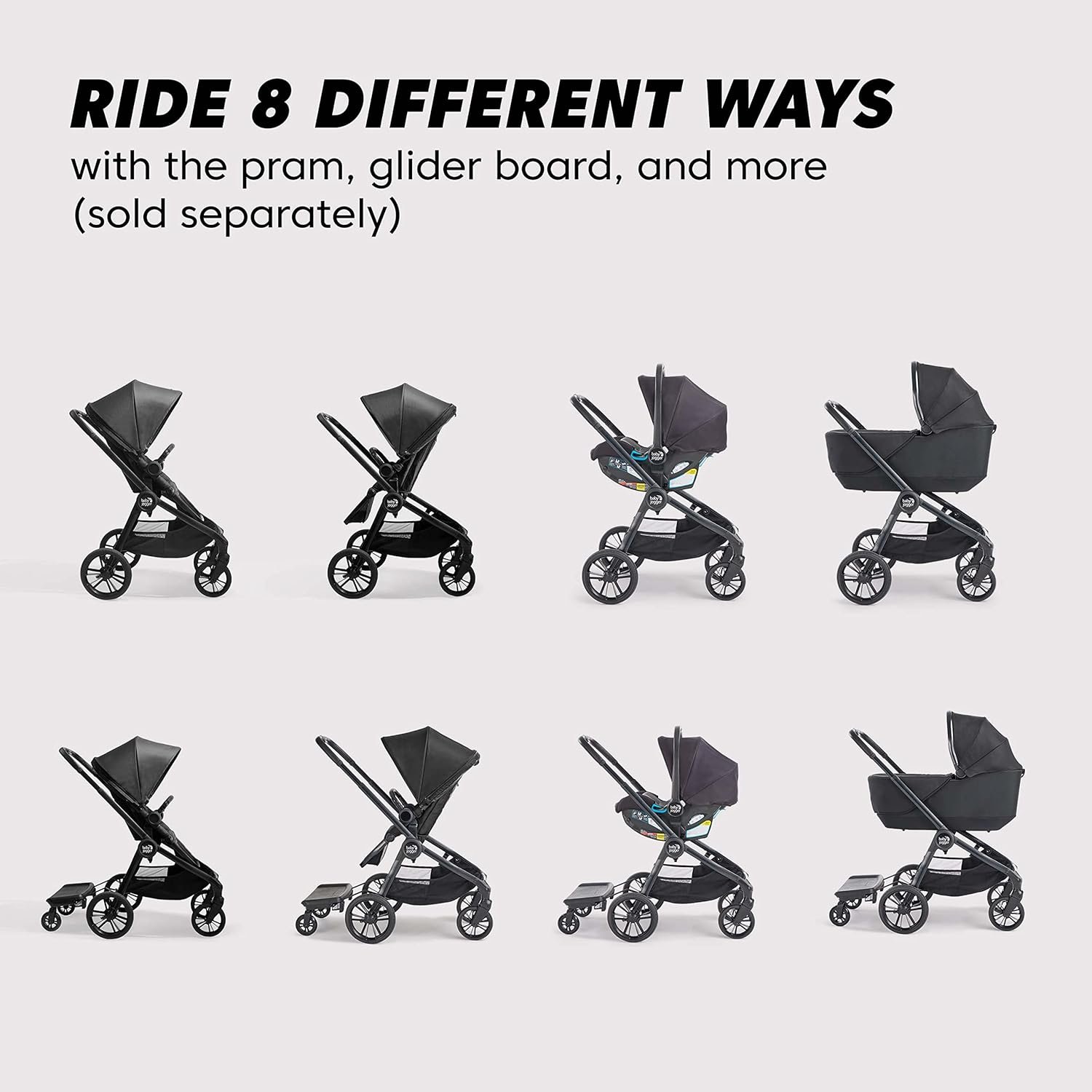 Baby Jogger® City Sights® Stroller - Convertible Stroller with Compact Fold, Rich Black - Image 5