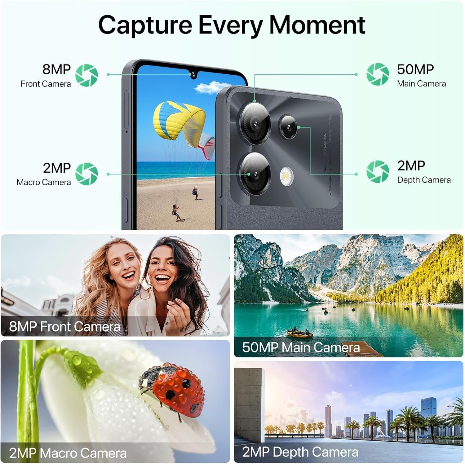 UMIDIGI G9 5G Cell Phone, Android 14 Unlocked Phones, 12(6+6) GB +128GB/1TB TF Expand, 5G Dual SIM, 50MP Camera, 6.75" HD+ 90Hz Display, AI Face & Fingerprint Unlock, 5000mAh Android Phone Black - Image 8