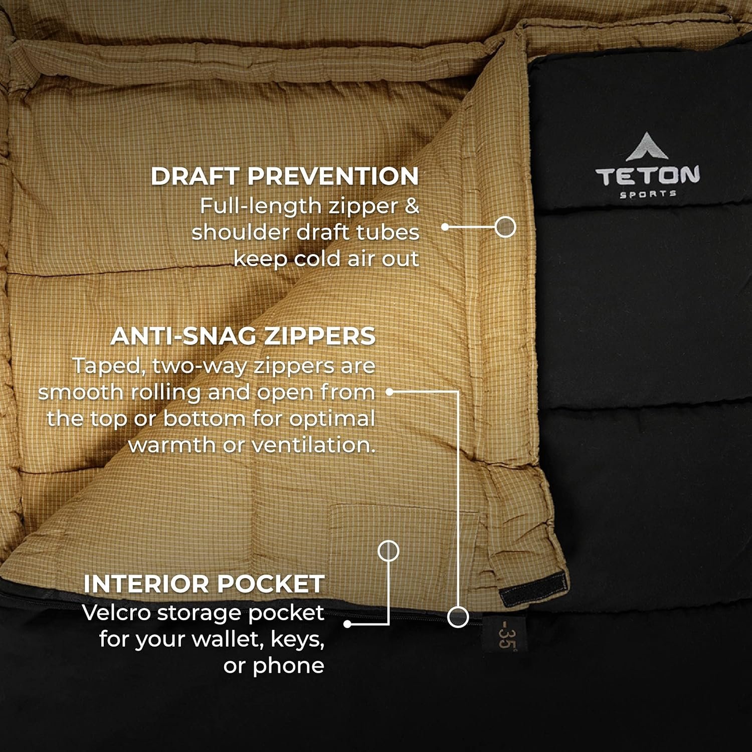 TETON Sports Deer Hunter -35F and 0F Degree Sleeping Bag. Warm and Comfortable Camping Sleeping Bags, Teton Tough Canvas Shell for Camping, Hunting, and Cold Weather - Image 6