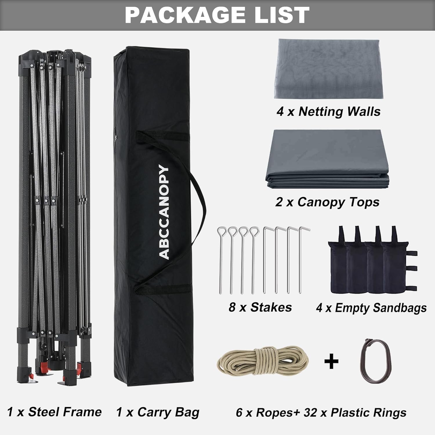 ABCCANOPY 13x13 Pop Up Gazebo, Outdoor Canopy Tent, Instant Screened Shelter with Mosquito Netting for Patio, Garden, Backyard, Party, Camping (Dark Gray) - Image 7