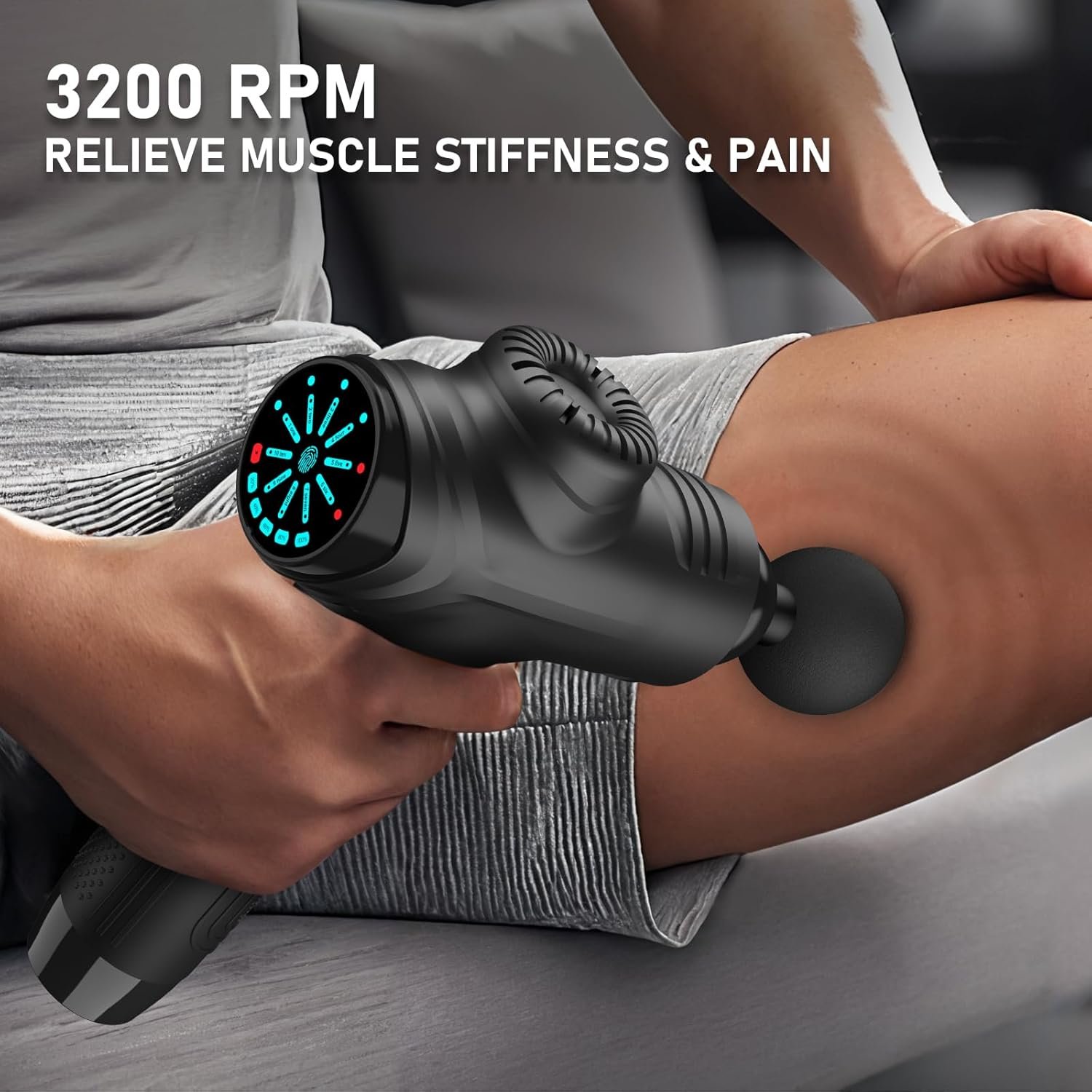 RAEMAO Massage Gun, Handheld Electric Deep Tissue Muscle Massager for Athletes for Pain Relief Attaching 8 Replacement Heads, Percussion Massager with 10 Speeds, Father's Day Gifts, Black - Image 7
